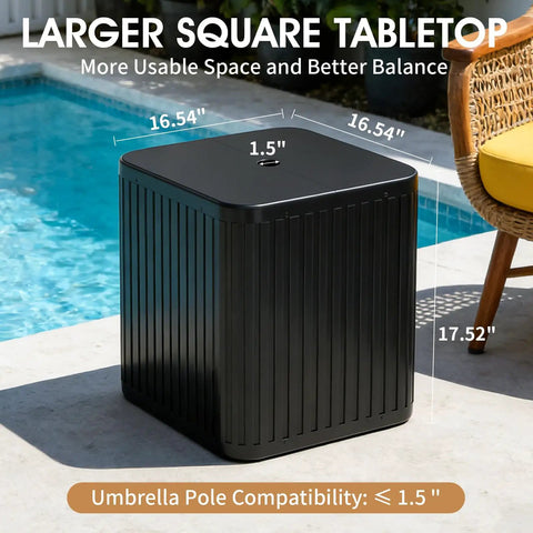Outdoor Umbrella Side Table With Hole 2 In 1 Square ✓