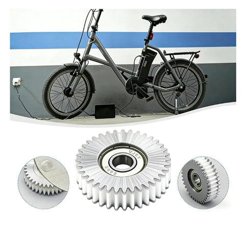 36 Tooth Steel And Nylon Planetary Gear Replacement Part 47.5X12mm for High Torque Ebike Motors with bicycle in background