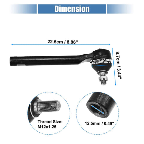 Two Pack Front Outer Tie Rod End Links Kit For Honda Odyssey 2005 2010 ES800224 53540SHJA01 Street Ready Steering And Suspension Replacement To Tighten Handling And Deliver A Smoother Ride, M12x1.25 thread