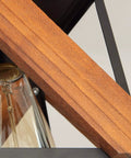 Detail of bulb and wood frame from Dope Rustic Industrial Two Light Flush Mount Ceiling Light With Metal And Wood Square Frame