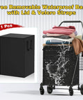Heavy Duty Folding Shopping Cart With Double Basket And 380 Pound Capacity, 3.7 Cu Ft Portable Grocery Cart, 360 Degree Braked Swivel Wheels, Removable Waterproof Liner With Lid