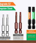 GrenPRO impact screwdriver bit set, 35 pcs, magnetic 1/4in hex-shank; bearing steel, S2, and S2 Phosphate bits