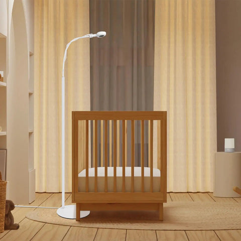 Floor Stand For Nanit Pro Baby Monitor With Gooseneck Swivel Holder And Adjustable Height Stable Base No Tools Or Wall Damage Mounting Compatible With Nanit Pro Plus And Original Cameras next to crib in nursery