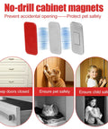 Ultra Thin Magnetic Cabinet Door Catches Kit, 12 Pairs With No Drill Double Sided Adhesive Strips, safety features displayed