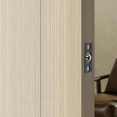 4 Pack Stainless Steel Adjustable Ball Latch With Strike Plate Invisible Door Catch mounted on a wooden door frame