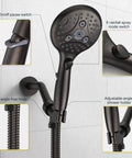 Shower Head With 7 Settings Handheld With On Off Pause Switch, Oil Rubbed Bronze High Pressure Shower Head With 71 Inch Hose