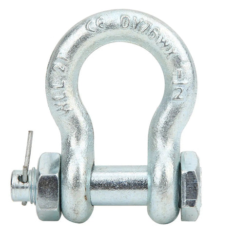 Heavy Duty Bow Anchor Shackle For Ship Lifting 2T To 6.5T Galvanized Alloy Steel Hardware Tool With Nut, close-up view.