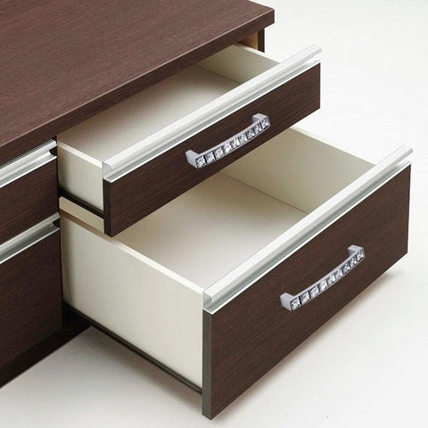 Two wooden drawers with Silver Crystal Glass Drawer Pull Handle Set 64mm 2.52 Inch U Shaped European Style installed.