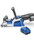 Rebel 20V Ionic Drive Pocket Hole Joiner Kit with 20V Blue Ion Charger and 2Ah Battery Pack, shown on white background