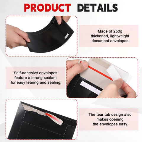 Trading Card Shipping Set With Self Adhesive Rigid Mailers And Cardboard Inserts 201 Pack envelopes being sealed and opened