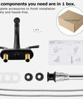 Two-Handle Bathroom Sink Faucet With Oil Rubbed Bronze Finish, Lead-Free Deck Mounted Kit Includes Drain and Supply Hose