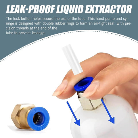 Driveway Ready Manual Oil Extraction Pump For Cars 200Cc Vacuum Fluid Siphon Tool showing leak-proof design and tube connection.