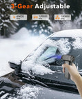 Hand using Beast Mode Powerful Cordless Air Duster With 180000 RPM Turbo Fan Rechargeable Electric Blower on snowy car