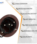 Interior view of Full Brim Vented Hard Hat For The Job Site, Heavy Duty Construction Helmet With 6 Point Suspension, showing features.