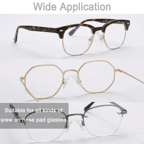 Kick Nose Bruising To The Curb With These 15 Piece Pack Ultra Soft Silicone Eyeglass Nose Pads U Shape Glasses Bridge Cushions Anti Slip Kit For Frames And Sun Shades with three styles of glasses.