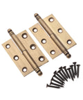 Dope Vintage Industrial Folding Butt Hinges For Cabinets And Boxes By Dophee, Antique Brass 2-Pack With Screws, 2.83 x 1.97 x 1.34 inches