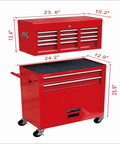 8 Drawer High Capacity Rolling Tool Chest With Wheels Removable Tool Box Combo For Workshop Mechanics And Garage Red Durable Powder Coated Steel Lockable And Spacious Storage For Pros And DIYers