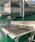Built Tough IQF Tunnel Freezer With Integrated Conveyor Belt For Lightning Fast Blast Chilling Of Meat Seafood And Produce On Busy Production Lines side and top view with stainless steel finish.