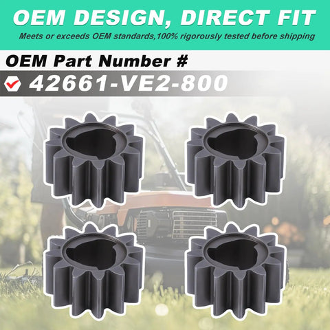 4 Pack 12 Tooth Pinion Gear Drive Shaft For Honda HRM215 HRB215 HRR216 HRS216 Lawn Mower Replacement Parts 42661Ve2800, OEM design.