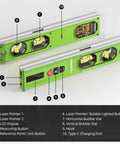 Features of 3 In 1 Laser Level And Distance Meter With Magnetic Torpedo, 9 Inch Spirit Level, LED Display, Lighted Bubble, USB C Rechargeable