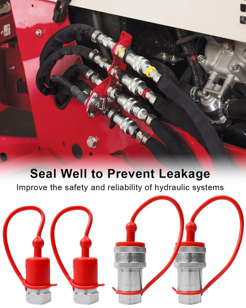 1/4 Inch Agricultural Hydraulic Quick Connect Tractor Coupler ISO 7241-A, Leak-Proof Sealed High-Pressure Quick Disconnect for Pro-Grade Tractor Hydraulics and Farm Equipment on tractor hoses