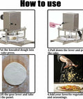 How to use Heavy Duty Electric Pizza Dough Press Machine Stainless Steel Roll Out Tool for homemade pastries in four steps.