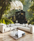 3D Steam Locomotive Wall Mural With Realistic Embossed Texture Removable Self Adhesive Wallpaper For Bedroom Or Living Room Train Scene