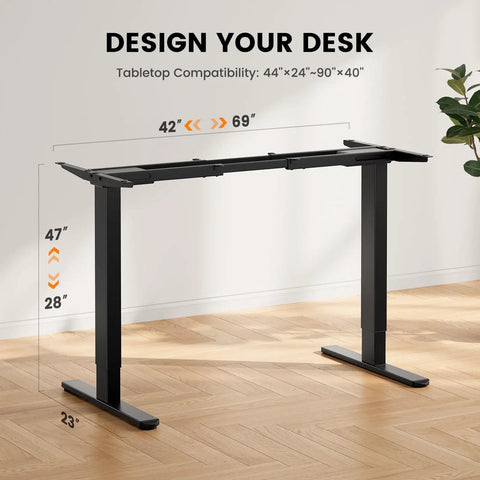 Beefy Dual Motor Standing Desk Frame With Electric Adjustable Legs For 44 To 90 Inch Desktops, 264 Lbs Weight Capacity, 47 in height