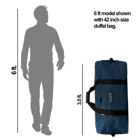 6 ft silhouette beside Beast Heavy Duty Cargo Duffel 170L Large Sport Gear Bag Water Resistant Rugged Square Travel Bag