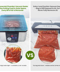 Gasbye chamber vacuum sealer, stainless steel with blue-tinted lid, 5.3QT large chamber, front view