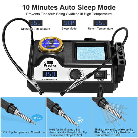 Pro Grade 130W Digital Soldering Station Kit With 5 Extra Tips, 2 Helping Hands, Celsius Fahrenheit Conversion, Auto Sleep feature