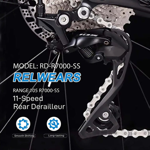 Close-up of 11 Speed Rear Derailleur RD-R7000-SS Direct Mount For Road And Folding Bikes, showing black durable construction.