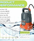 Tough As Nails Submersible Sump Pump Knocks Out Basement Flooding Fast With 1.1 Horsepower Motor, 9.4x7.4x14.5 inch size.