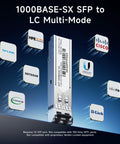 Cable Matters 2-pack 1000BASE-SX SFP to LC multimode fiber transceiver module, front view
