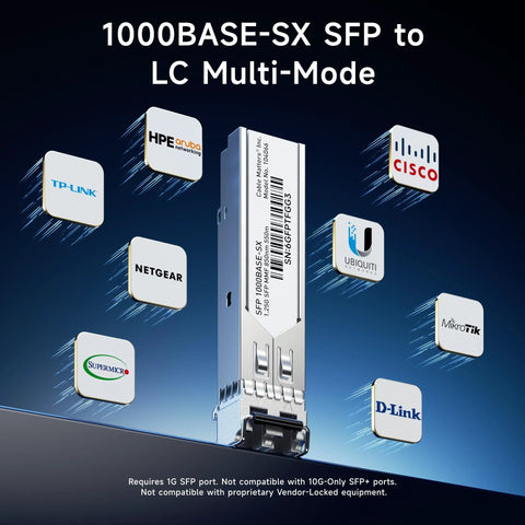 Cable Matters 2-pack 1000BASE-SX SFP to LC multimode fiber transceiver module, front view