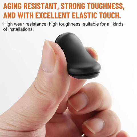 Close-up of hand holding a rubber grommet from 210Pcs Rubber Grommet Kit With 7 Sizes For Wiring Automotive And Home Improvement Closed Wire Grommets