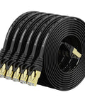 Flat Shielded Cat7 Ethernet Patch Cables 10Ft 6 Pack Dope Speeds For Ultra Fast Internet Modem Router LAN Computer Black Premium Shielded Twisted Pair With Gold Plated RJ45 Connectors
