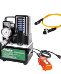 Electric Hydraulic Power Unit 2HP Pump Delivers 10,000 PSI With Single Acting 2 Stage Design And Dual Hoses 110V 120V For Dump Trailers And Hydraulic Cylinders Pro Grade Heavy Duty High Pressure.