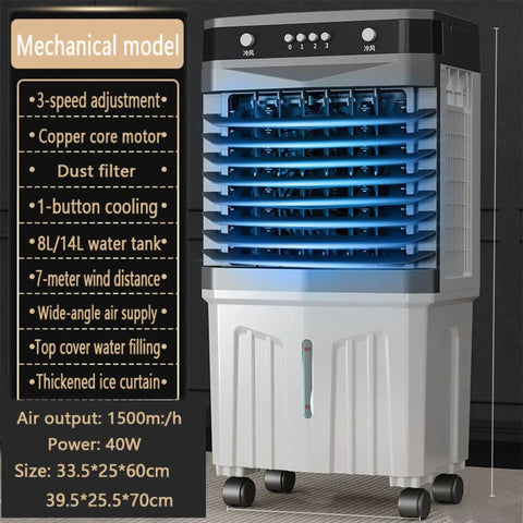 Portable Swamp Air Cooler With 3 Speed Settings And Ice Pack For Instant Chill Out Vibe 12H Timer Delivers 120 Degree Oscillation mechanical model with adjustable speeds