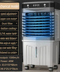 Portable Evaporative Air Cooler With Water Tank And Three Speed Levels And Twelve Hour Timer And Ice Packs And Wide Angle Oscillation To Straight Up Crush Summer Heat And Keep Your Space On Point For Zero Sweat Comfort, mechanical model with 3-speed adjustment.