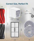 Roborock Compatible Accessories Kit For 10R And 20 Series Qrevo CurvX And Edge 2 Replacement Parts With Precise Fit Easy Install Durable Build And Great Value Upgrade For Your Vacuum Cleaner, set sizes shown