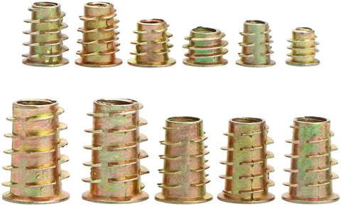 165 Piece Wood Threaded Inserts Nuts Kit URLWALL M4 M5 M6 M8 sizes with hex socket drive for furniture repair, rust resistant zinc alloy