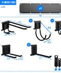 Heavy Duty Garage Tool Organizer Wall Mount Rack With 680 Pound Capacity And 10 Adjustable Hooks dimensions and components