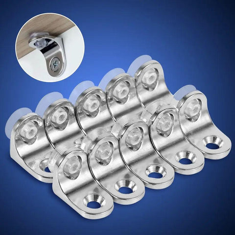 Heavy Duty Zinc Alloy Shelf Brackets With Sucker For Glass And Wood Shelves 10 Pack Round Corner Shelf Support Holders Anti Rust Cabinet