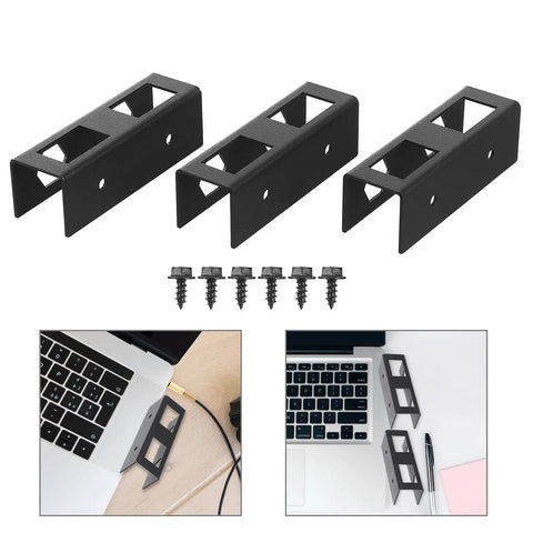 Heavy Duty Laptop Stand And Tablet Mount Under Desk Organizer Rack Black space saving metal brackets for secure installation.
