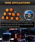 Amber 20 Pack Three Quarter Inch LED Marker Lights With Connector Plug And Double Female Two Prong Harness shown with large truck