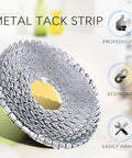 Flexible Upholstery Tack Strips 65 Feet Long Galvanized Metal Three Tooth Edge Grip For Curved Arms And Sofa Frames Nail Your Couch Makeovers With Zero Sweat in coil form.