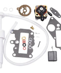 Outboard Fuel Pump And Carb Repair Kit For 9.5 HP Marine Outboards, Complete Fuel System Service Kit with parts and gaskets visible.