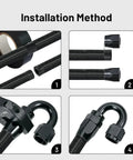 Installation method for 6AN Fuel Line Kit With AN6 Braided Nylon Stainless Steel Fuel Hose, fittings and components visible