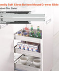 Soft Close Undermount Drawer Slides 22 Inch Concealed 2 Pairs Bottom Mount Full Extension Hidden Drawer Hardware For Kitchen